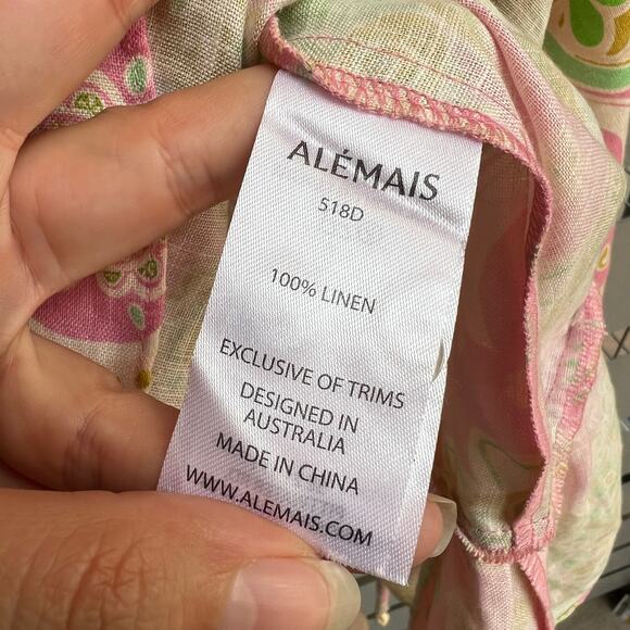 Alemais Marta Paisley Linen Ruffle Mini Dress Size 6 - Picture 6 of 7